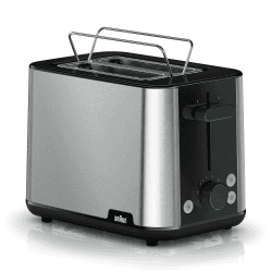 Braun PurShine Toaster HT1510 BK – Doppelschlitz-Toaster, 8 Röstgrade, Aufwärm- & Auftaufunktion, Ausziehbare Krümelschale, 900 Watt, Schwarz