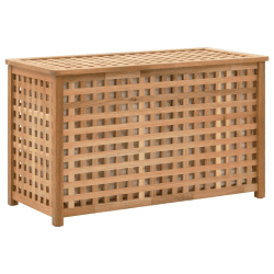 vidaXL Walnussholz Massiv Wäschetruhe mit Deckel Wäschekorb Wäschesammler Wäschebox Wäschetonne Wäschesack Bad Schlafzimmer 77,5x37,5x46,5cm Natur