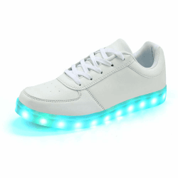 Padgene Herren Damen Leuchtende Blinkende Turnschuhe LED Leuchten Schuhe USB Aufladen Schnürer Schuhe C Weiß 41 EU