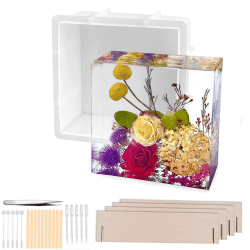 Silikonformen Epoxidharz Groß,Epoxidharz Formen Weihnachten,Resin Silikonform,Geometrische Formen für Harz Handwerk, Buchstütze Form, DIY Home Decor, Harz Kunstwerk(Quadratisch Silikonform Epoxidharz)