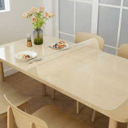 NATRKE Schreibtischunterlage Transparent, Groß 120x60cm Schreibunterlage klare Durchsichtige Schreibtischmatte Unterlage Tischschoner rutschfeste Runde Kanten Schreibunterlage für Büro und Zuhause