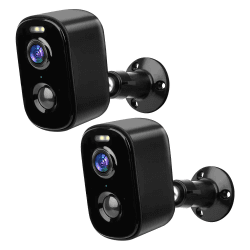 Geekee 2K/3MP Überwachungskamera Aussen Akku, Kamera Überwachung Aussen 2.4GHz WLAN, PIR-Personenerkennung Tracking Bewegungserkennung Alarm, 25M Nachtsicht, 2-Wege-Audio, Spotlights, IP65 2Pcs