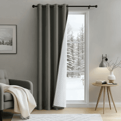 MIULEE Vorhänge Doppellagige Thermovorhang Gegen Kälte und Hitze, 1 Stück Dicker Thermovorhang Kälteschutz Türvorhang, Gris Gardinen Thermo Vorhang Verdunkelung den Wind, Kälteschutzvorhang Winter H225 x B140 cm (1er Pack) Grau