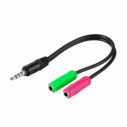 Vivanco CC A HS 1 Kopfhörer/Headset Adapter (0,1 m, Mikrofon anschließbar, Kopfhörer anschließbar 3,5 mm) schwarz