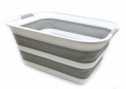 Sammart 42L Wäschekorb aus Kunststoff, faltbar, faltbar, tragbar, platzsparend (Grau, 1) Grau 1