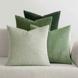 MIULEE Kordsamt Kissenbezug Weiche Kissenhülle Dekorative Sofakissen Quadratische Dekokissen Zierkissenbezug Gestreifte Kissenbezüge für Wohnzimmer 4 Stück 40x40cm Forest Green Series 40 x 40 cm, 4 Stück Forest Green Series