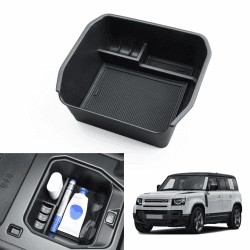 KOLOME Mittelkonsole Aufbewahrungsbox Kompatibel Für Defender 2023 2022 2021 Armlehne Organizer Tray Mittelkonsole Ablagefach Aufbewahrungsbox Innenr Zubehör (Schwarz)