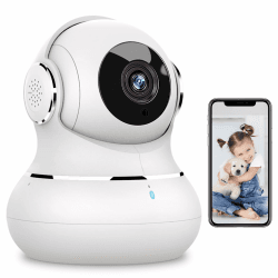 Little elf Überwachungskamera Innen, Litokam 2K Babyphone mit Kamera mit Bewegungserkennung, 360°WLAN Kamera überwachung innen mit 2-Wege-Audio, Nachtsicht, Hundekamera Haustierkamera mit app, Alexa
