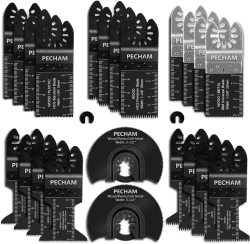 PECHAM 24tlg Multitool Sägeblätter Holz Kunststoff Metall Mehrfachwerkzeug Zubehör Set Oszillierendes Sägeblatt kompatibel mit Makita Dewalt Parkside Ryobi AEG und Mehr
