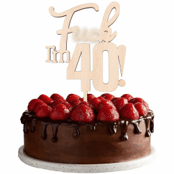VIKY® Holz Tortendeko 40 Geburtstag Frau Mann, Torte Deko 40. Geburtstag Deko, Cake Topper Geburtstag 40, Kuchendeko Geburtstag 40 Geburtstag Männer Deko, 40. Geburtstag Frauen Kuchen Deko