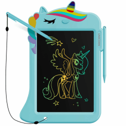 Genialba 8,8 Zoll Einhorn-LCD-Zeichentablett, Schreibtafel, Kleinkindspielzeug, Lernspielzeug, Geschenke zum Geburtstag, Weihnachten, Spielzeug,für 2 3 4 5 6 Jahre alte Jungen und Mädchen (Blau)
