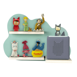 Shudyear Toniebox Regal mit Platz für 14 Tonie-Figuren, Tonie Box Magnetisches Wandregal, für Kinder zum Spielen und Sammeln (Grün,Wolken)