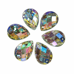 Perlin 100Stk. Strasssteine zum aufnähen Kristall AB Glitzersteine zum annähen Tropfen Set, 8x13 mm, Acrylsteine Crystal Flatback für Kleidungsstück Basteln Kleidung und Tasche Deko