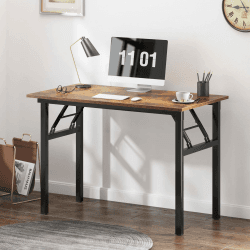 SogesHome Klapptisch PC Schreibtisch Bürotisch Arbeitsplatz für Home Office, Schreibtisch Esstisch Konferenztisch, 100 x 60 x 75 cm, Vintage Eiche & Schwarz, SH-AC5FB-100