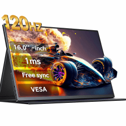 UPERFECT Portable Monitor 16 Zoll 120Hz Tragbarer Monitor für Gaming FHD 1080P Mobiler Monitor mit Mini HDMI USB C Monitor Laptop Bildschirm Erweiterung für Laptop Spielkonsole, VESA-Kompatibel