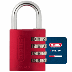 ABUS Zahlenschloss 145/40 Rot - Kofferschloss, Spindschloss u. v. m. - Aluminium-Vorhängeschloss - individuell einstellbarer Zahlencode - ABUS-Sicherheitslevel 4 Rot 40mm 1 Stück