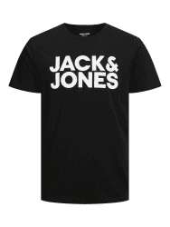 JACK & JONES Herren Jjecorp Logo Tee Ss O-Neck Noos T-Shirt L Black/Fit:slim/Large Print/White
