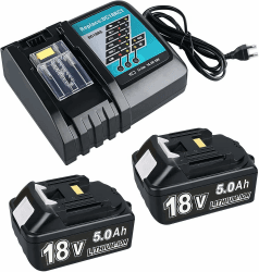 2X 18V 5,0Ah Ersatzakku für Makita + 3A DC18RC Ladegerät Kompatibel mit Makita 14.4V-18V BL1830 BL1850 BL1860 BL1840 BL1820 etc Werkzeugakku und DC18RD DC18RC DC18SF DC18RA DC18RF Ladegerät