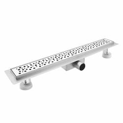 sunrik Duschrinne 60 cm, Blase Duschrinne extra flach, Edelstahl Bodenablauf Komplettset mit Siphon Haarsieb