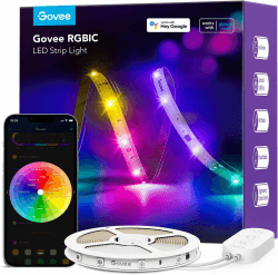Govee LED Strip 5m, Smart RGBIC LED Streifen Lichterkette Leiste Funktioniert mit Alexa & Google Assistant, DIY Segmentsteuerung, App-Steuerung, Musik Sync, Deko für Party, Zuhause, Schlafzimmer