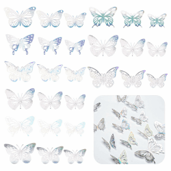 Neikafan 3D Schmetterlinge für die Wand 108 Stück Aufkleber 9 Arten Schmetterlinge Wanddeko 3D Schmetterlinge zum Kleben Wandtattoo für Wohnzimmer Babyzimmer Hochzeit Badezimmer Party