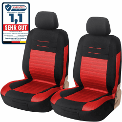 Upgrade4cars Auto-Sitzbezüge Vordersitze Rot Schwarz | Auto-Sitzbezug Set Universal | Auto-Schonbezüge für Fahrersitz & Beifahrer