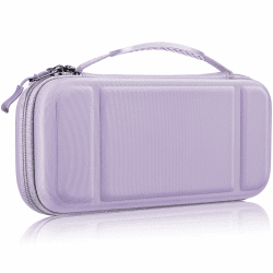 Fintie Tragetasche Kompatibel mit Nintendo Switch/Switch OLED Modell - [Stoßfeste] Hartschalen Aufbewahrung mit 10 Spielkartenhaltern, Reisetasche für Konsole und Zubehör Pastellviolett