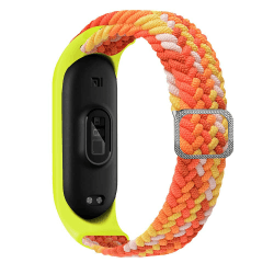 YuiYuKa Geflochtenes Solo Loop für Xiaomi Mi Band 9/NFC 8 7 6 5 Damen Herren,Verstellbares Elastisches Sportband Nylon Ersatzarmband für Xiaomi Armband Mi Band 9/NFC 8 7 6 5 18-bunt orange