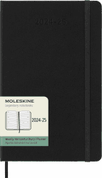 Moleskine Wochenplaner 2024-2025, Agenda Wöchentlich 18 Monate 2025, Agenda Horizontal mit Hartcover und Elastischem Verschluss, Großformat 13 x 21 cm, Farbe Schwarz
