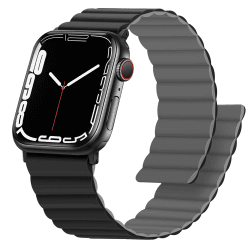 Anlinser Magnetbänder Kompatibel mit Apple Watch Armband 49/46/45/44/42/41/40/38mm, Doppelseitiges Wendbares Silikon-Ersatzband für iWatch Ultra 2 Serie 10/9/8/7/6-1 SE(49/46/45/44, Schwarz/Grau)