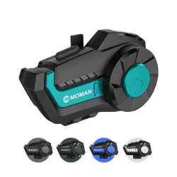 Moman Motorrad Intercom Headset, H2 Pro【1 Pack Cyan】 Motorradhelm Gegensprechanlage Wireless 5.1 Kommunikationssystem 1000M FM Radio Wasserdicht IP65, Motorrad-Intercom-Headset-Helm-Motorcycle