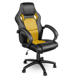TRESKO Racing Chefsessel Bürostuhl Drehstuhl 14 Farbvarianten, gepolsterte Armlehnen, Wippmechanik, Lift SGS geprüft