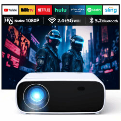 Wielio HD Beamer 1080P Auflösung, Mini Beamer mit Bluetooth und WiFi, 18000 Lumen 4K Unterstützung, Kompatibel mit iOS/Android/Laptop/Xbox(schwarz)