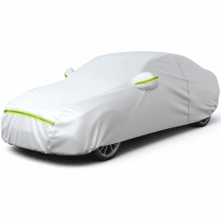 Favoto Autoabdeckung Vollgarage Abdeckplane Auto Garage Staubdicht Wasserdicht Autohülle Autoplane Winter & Sommer für 450-495 cm Sänfte Limousine Silber 2.95kg