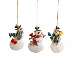 Festliche Ornamente, Weihnachtsbaumschmuck, 3er-Pack, Verschiedene Schneemann-Designs mit Schnüren, hängende Ornamentanhänger für Partyzubehör zu Weihnachten und Neujahr