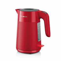 Bosch kabelloser Wasserkocher MyMoment TWK2M164, Abschaltautomatik, Überhitzungsschutz, Tassenanzeige, entnehmbarer Kalkfilter, Trockengehschutz, Dampfstopp-Automatik, 1,7 L, 2400 W, Rot matt