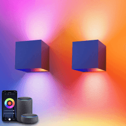 SNADER Smart WiFi LED Wandlampe Innen/Außen,6W-RGB Farbwechsel,steuerbar per App/Sprachsteuerung,einstellbarer Abstrahlwinkel-Wandleuchte Perfekt für Innen-und Außenbereiche Wohnzimmer,Garten (2)