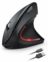 TECKNET Wiederaufladbar Ergonomische Maus Kabellos, 2.4G Optische Vertikale Maus Ergonomisch, 5 Einstellstufen bis 4800DPI, Leise Wireless Vertical Mouse mit 6 Tasten für Laptop, PC, Windows, Mac OS