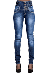 Damen Jeans High Waist Stretch Denim Jeanshosen für Damen Skinny Slim Fit Röhrenjeans Bleistiftjean Lässige Pant Strecken Schlank Stylische Hosen XL Marine