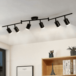 Gr4tec Deckenstrahler LED 6 Flammig, Modern LED Deckenleuchte Strahler Schwarz, Deckenlampe Spot Schwenkbar, Metall Deckenspot GU10 für Flur Küche Schlafzimmer Wohnzimmer (Ohne Leuchtmittel)