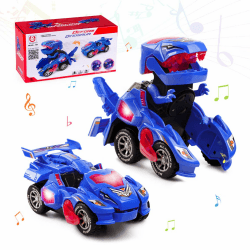 Highttoy Dinosaurier Transformator Auto Spielzeug ab 3 4 5 6 Jahre Jungen,Automatische Verformung Dinosaurier Spielzeug mit Licht und Ton Geschenke Jungen ab 3 Jahre Blau