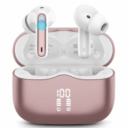 Bluetooth Kopfhörer, Kopfhörer Kabellos Bluetooth 5.3 In Ear Kopfhörer mit 4 ENC Noise Cancelling Mic, Kabellose Kopfhörer Tiefer Bass Wireless Earbuds 40Std, IP7 Wasserdicht LED Anzeige, Roségold