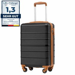 COOLIFE Handgepäck Koffer 55×35×20cm - passend für Ryanair, Lufthansa, Eurowings und co. Trolley mit sanften Rollen und praktischem TSA Schloss, Reisekoffer, Kabinenkoffer 55×35×20cm Schwarz/Braun