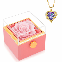 Jazlyvex Ewige Rose Infinity Rosen mit Halskette Konservierte Rosen Schmuck Box Freundin Mama Oma Valentinstag Hochzeitstag Geburtstag Geschenke Für Frauen