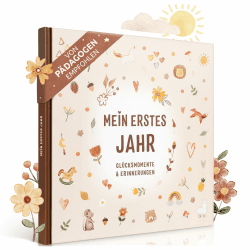 EULENTALER® Das Babytagebuch "Mein erstes Jahr" I Von Pädagogen gestaltet I Handgemalte Illustrationen I 21x21 cm I Erinnerungsbuch baby, Geschenkidee zur Geburt I Nursery