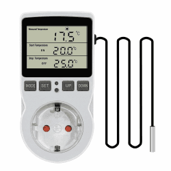 KETOTEK KT3100 Digitaler Thermostat Steckdose Steckdosenthermostat mit fühler 3m Steckdose Temperaturgesteuert 230V 16A für Gewächshaus Aquarium Brauen Fermentation Keimung Heizung Kühlung