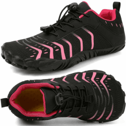 ziitop Barfußschuhe Herren Damen Breite Barfussschuhe Traillaufschuhe Weit Five Finger Zehenschuhe Minimalistische Zero-Drop Sohlen Wanderschuhe Fitnessschuhe Komfort Leicht Laufschuhe Unisex 36-46EU 40 EU Schwarz Rosa