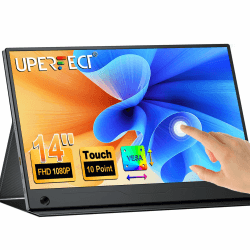 UPERFECT Portable Monitor Touchscreen, 14 Zoll Tragbarer Monitor für Laptop 1080P Mobile Monitor with Mini HDMI/USB-CExternal Monitor for Laptop/Phone/Spielkonsole, VESA Mountable