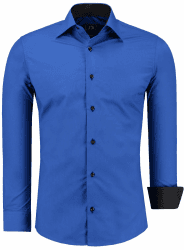 J'S FASHION Herren Hemd - Slim-Fit - Langarm-Hemd Freizeithemd - Pflegeleicht Bügelleicht XXL Royalblau
