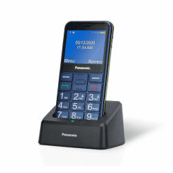 Panasonic KX-TU155EXCN Essentials Mobiltelefon für ältere Menschen mit Ladestation, SOS-Notfalltaste, Prioritätsanruf, Großtastentelefon, hörgerätekompatibel, Bluetooth, UKW-Radio, Kamera, Blau